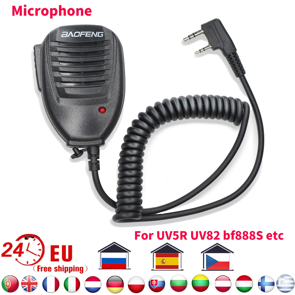 100% Baofeng иди и болтай Walkie Talkie Ручной микрофон радио спикер PTT для “иди BF 888S UV 82 5R 5RPro