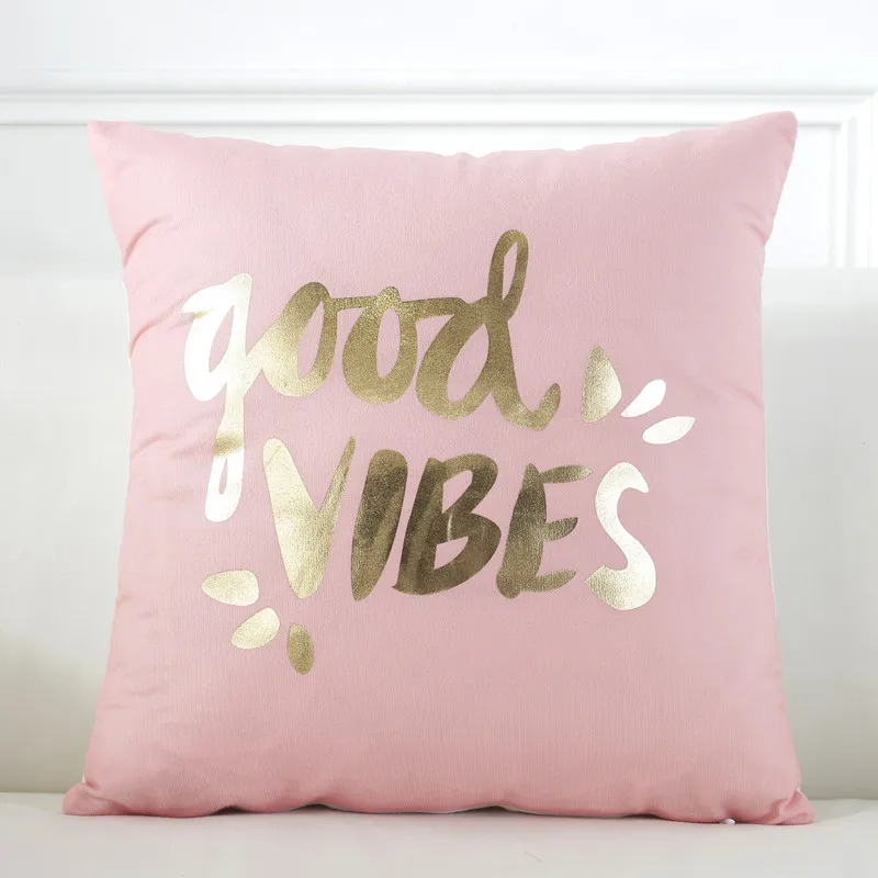 Наволочка для подушки в северном стиле с розовым фламинго и буквенным принтом