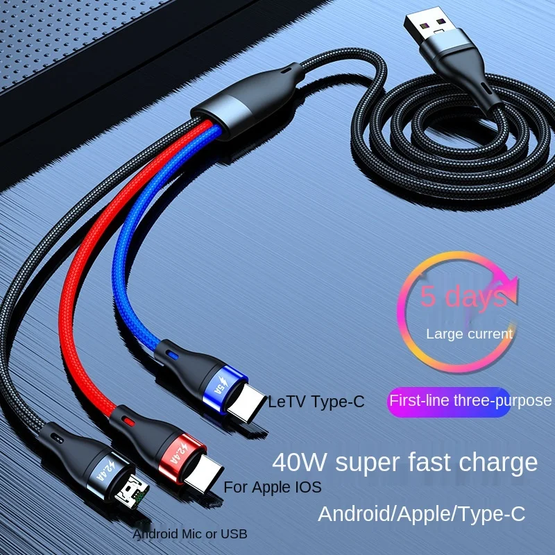 

Кабель 3 в 1 для iPhone 11Pro Max, быстрое зарядное устройство, кабель Micro USB Type-C для Samsung, Xiaomi 8 Pin, для подсветки, 5A, супер зарядка