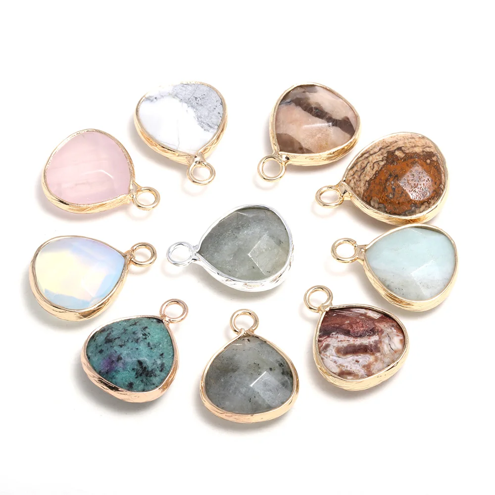 Купи Natural Stone Labradorite Quartz Crystal Pendants Fashion Faceted Pendant Charms For DIY Necklace Earrings Jewelry Making за 102 рублей в магазине AliExpress