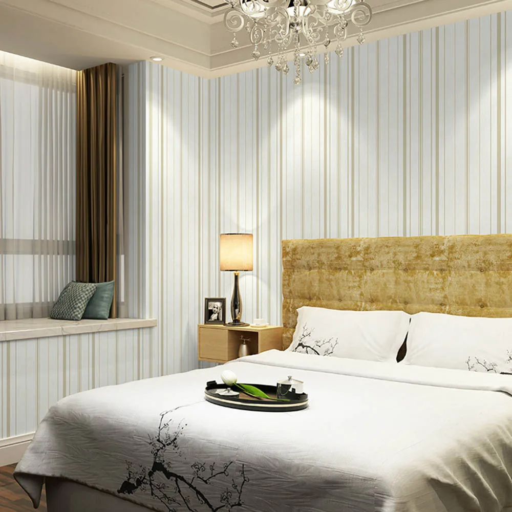 Child Room Striped Wallpaper Girl Boys Wallpapers Roll Wall Decoration Modern Minimalist Blue Vertical Stripes | Дом и сад