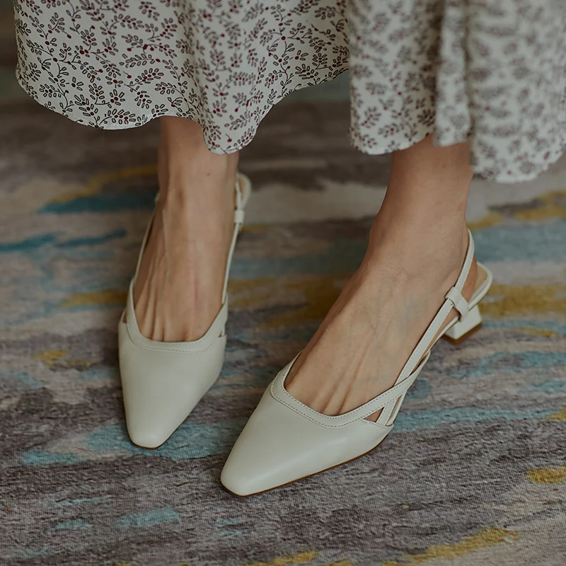 Обувь ANNYMOLI Женские туфли-лодочки из натуральной кожи на среднем каблуке с