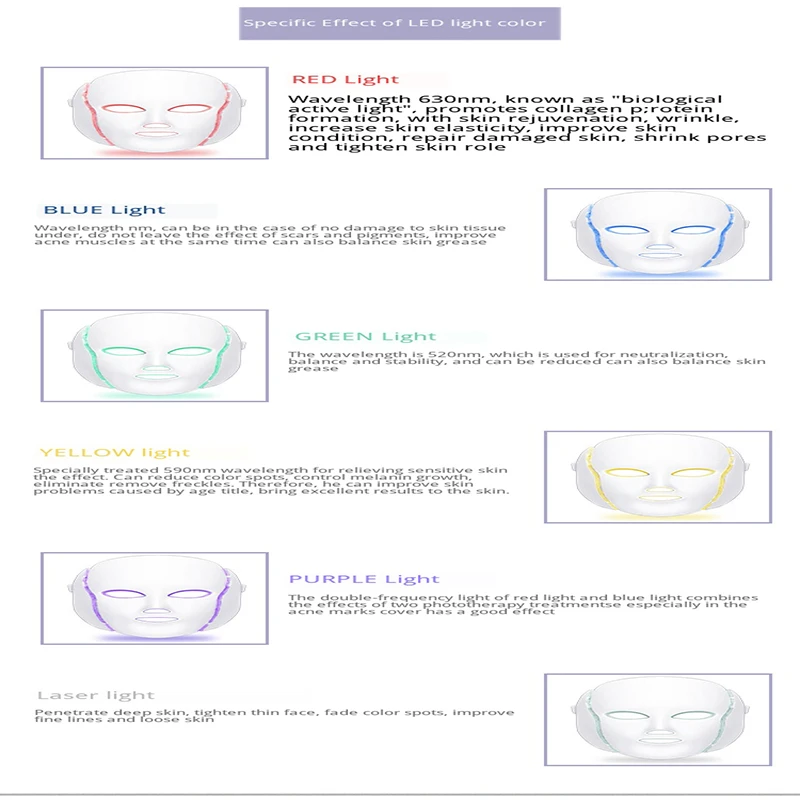 Фотонотерапия Led маска для лица 7 цветов против морщин акне омоложение кожи