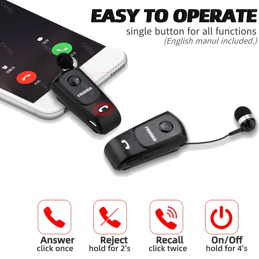 Fineblue F920 Pro гарнитура Bluetooth 5 0 Выдвижной наушник беспроводной зажим для iPhone 11