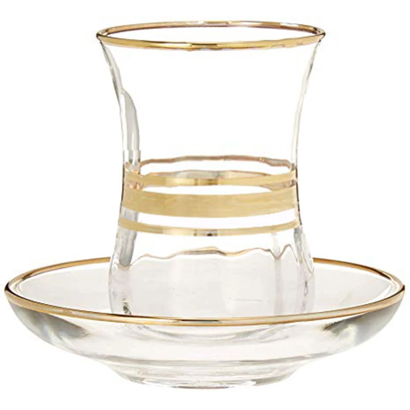 Турецкая черная чайная чашка 101 мл-200 мл импортная стеклянная без свинца с блюдцем