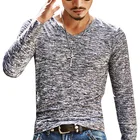 2020 осень лето мужская футболка с длинным рукавом Повседневные облегающие базовые футболки для мужчин с v-образным вырезом, футболка с длинным рукавом, топы и рубашки размера плюс 3XL