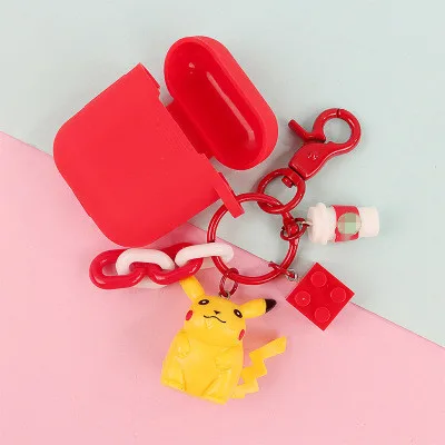no airpod case Модные брелки милые Kawaii Сквиртл Пикачу брелок кольцо аниме карманные монстры брелок кулон - Цвет: no airpod case