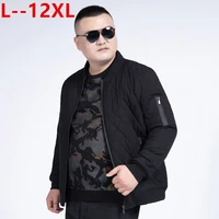 winter 10xl 12xl cotton padded mens warm jacket solid color stand collar zipper thick coat men down parka