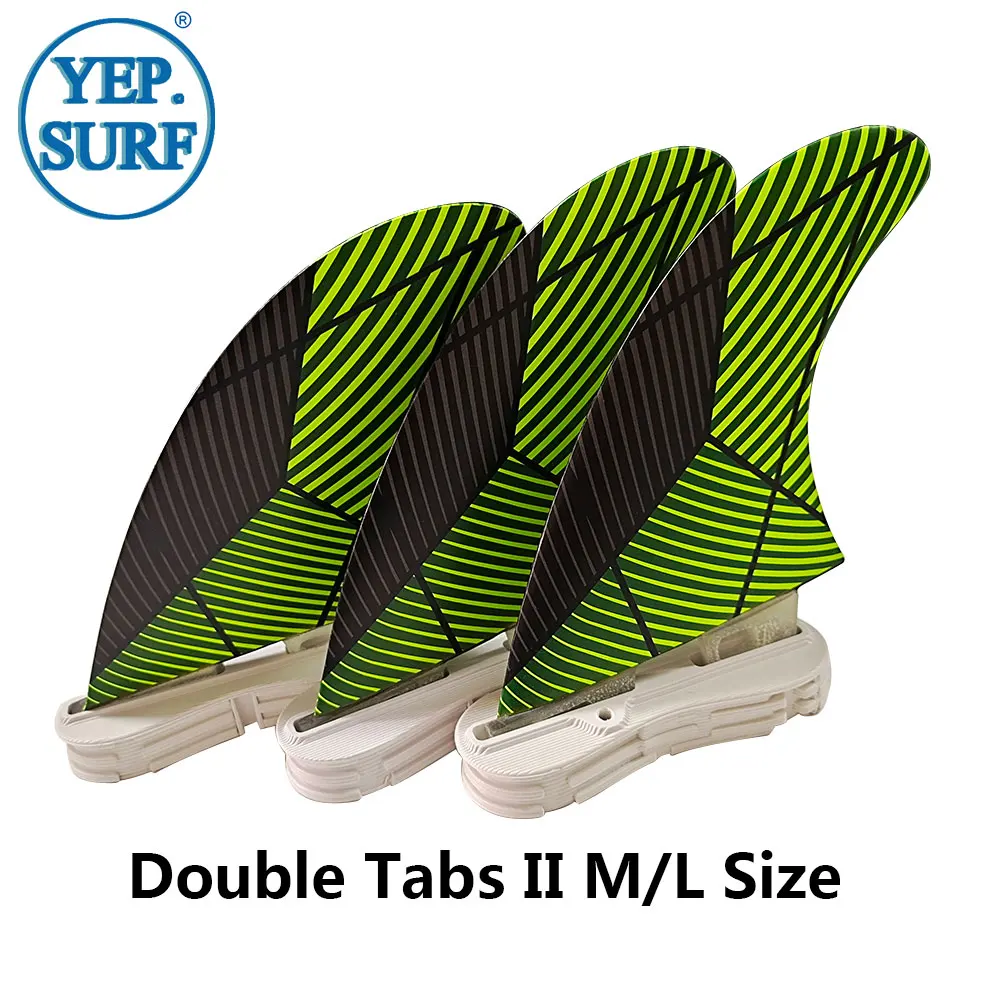 

Double Tabs 2 Fins M/L Yellow with black line Honeycomb Fiberglass Material Yep.surf M/L Size Fins Good Quality tri set Fins