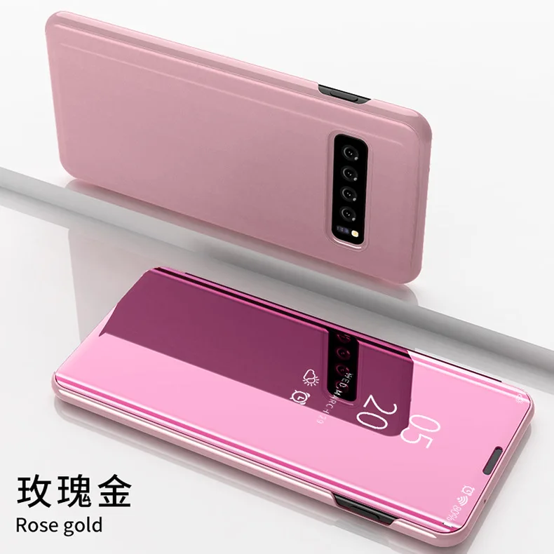 Rose Gold KISSCASE умный зеркальный Чехол С Откидывающейся Крышкой для samsung Galaxy Note 10 9 8 5 S6 S7 S8 S9 S10 5G S10E плюс A40 A50 A70 A3 A5 A7 J3 J5 J7 - Цвет: Rose Gold