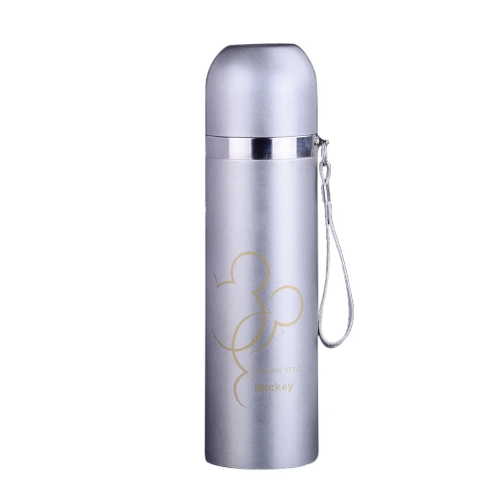 Silver Fsile Горячая Микки из нержавеющей стали вакуумная кружка мультфильм термос 500 мл мой чайник бутылка для питья - Цвет: Silver
