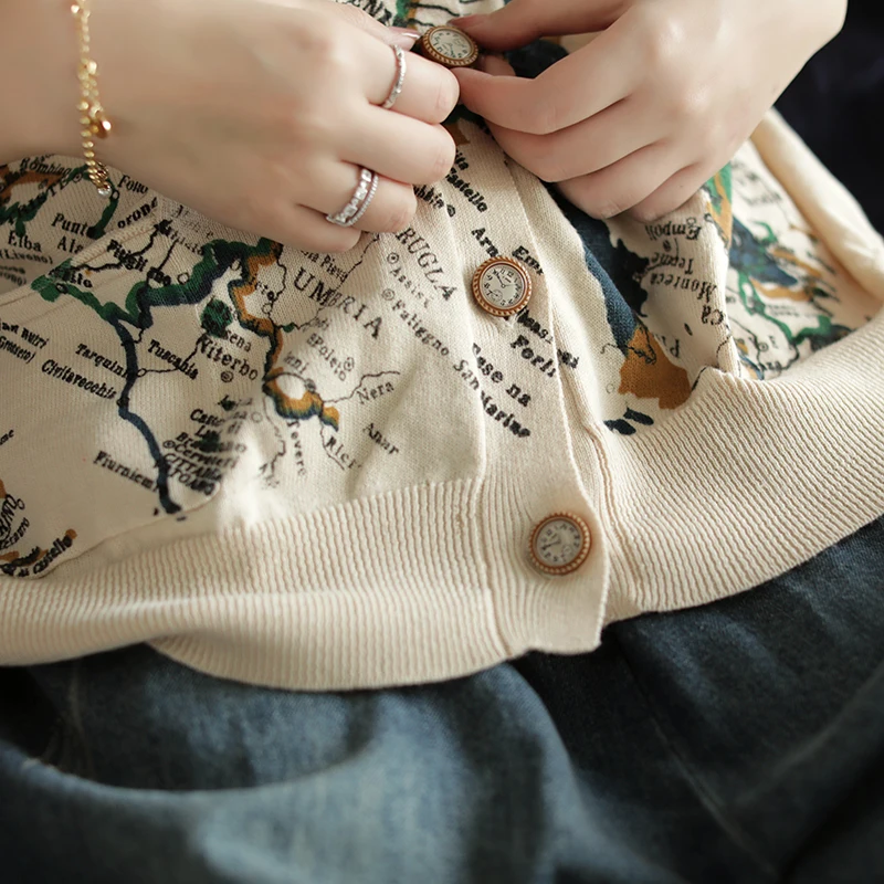 Women Sweater Autumn Winter Knitting Fashion jackets 2019 New Female Tops Cardigan Long-sleeved Loose Print Coat |