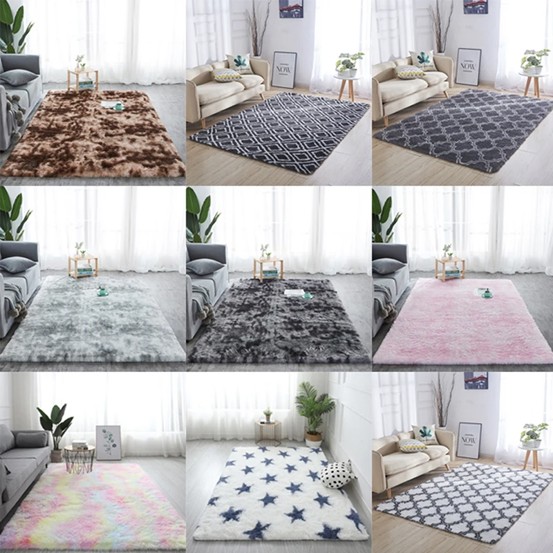 

Shaggy Tie-dye Carpet Printed Plush Floor Fluffy Mats Area Rug Living Room Mats(Actual size:40*40 ) hot sale and brand new
