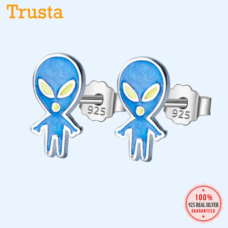 Женские серьги пусеты Trustdavis синие Серьги из стерлингового серебра 925 пробы