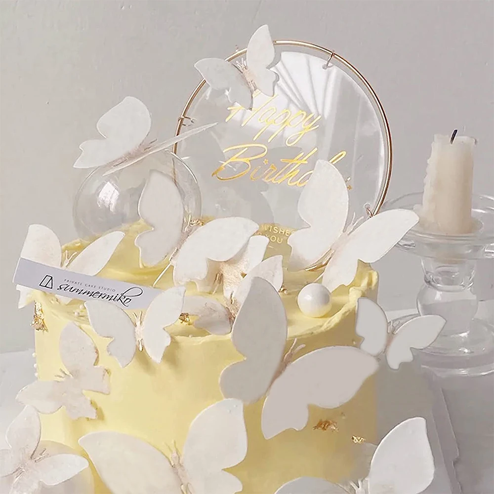 

3D съемные настенные наклейки в виде бабочек, 48 шт./компл., наклейки «сделай сам» для свадьбы, детского дня рождения, вечеринки, торта, украшен...