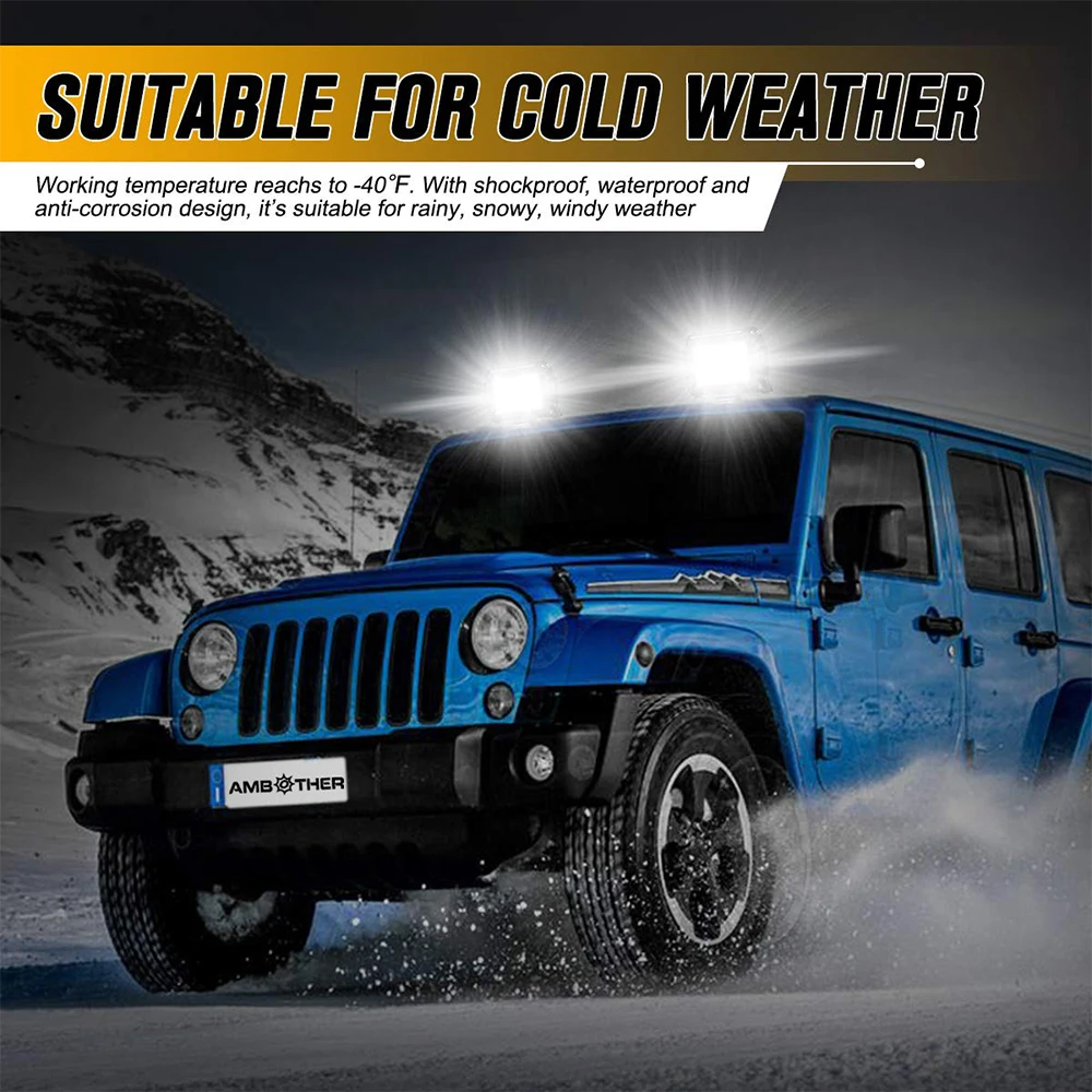 

4pcs 4 Inch 60W Led Work Light 12v Led Beams 4x4 Led Bar Offroad Car Flood Spot Combo Light For JEEP SUV Truck Tractor Fog Lamp