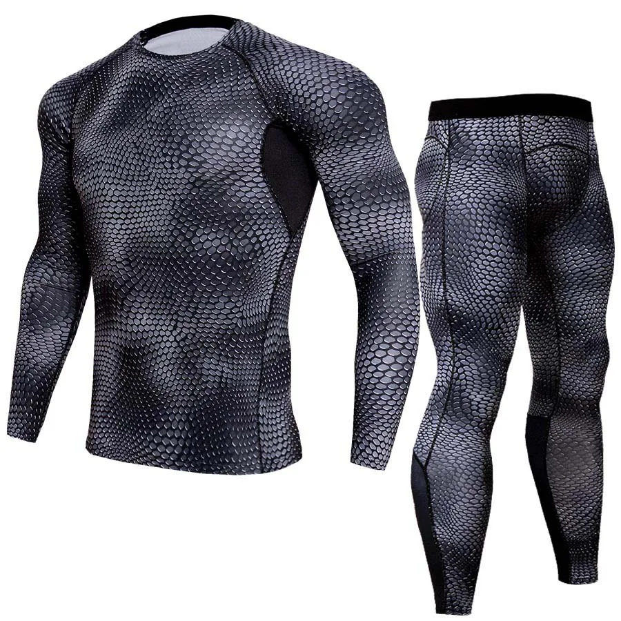 snake set Fanceey, зимние кальсоны, мужское термобелье, быстросохнущее, стрейч, термо нижнее белье, теплое, для фитнеса, компрессионное нижнее белье - Цвет: snake set