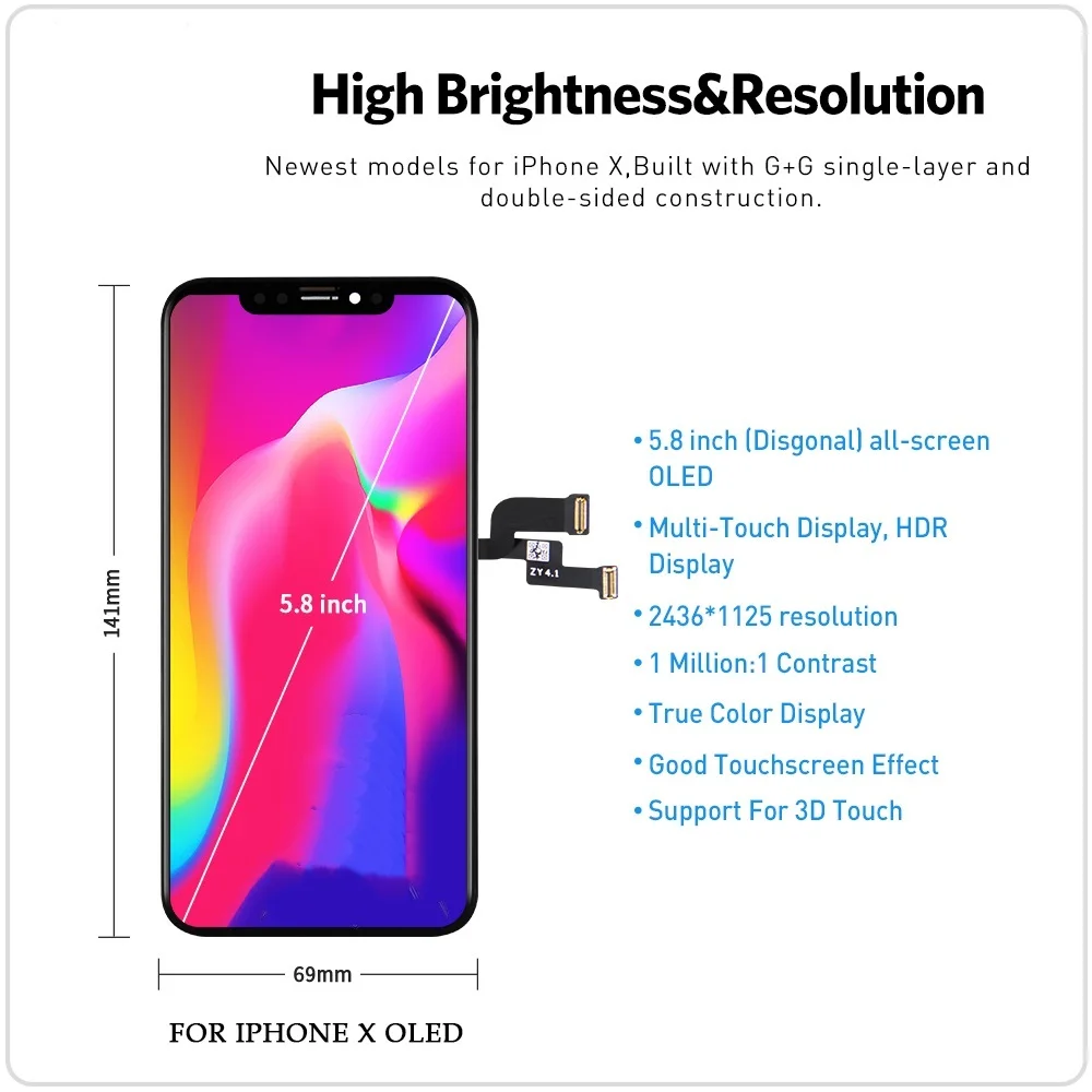 High Quality OLED For iPhone X XS XR Display OLED For iPhone X Display Screen Replacement with True Tone Free Shipping enlarge