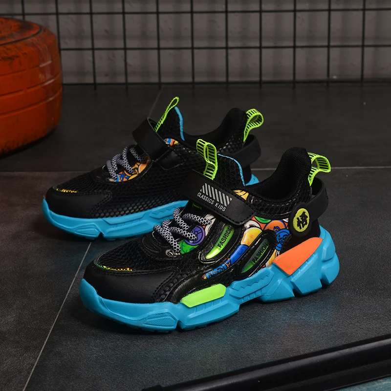 

2021 Summer Kids Boys Flat Shoes Sneakers Pink Blue Kids Shoes Boys Inside Teenager Sneakers Mesh Boys Running Shoes27-38