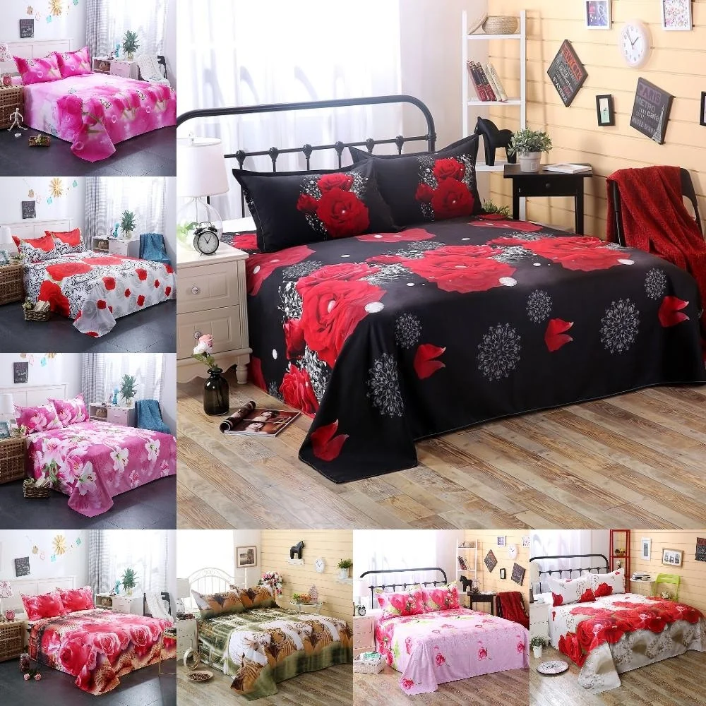 Комплект постельного белья с 3D рисунком красной розы из 3 предметов королевы без