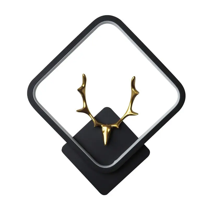 Round/Square Aluminum Led Wall Mounted Lamp Modern Fashion Gold Antlers Black White Interior Background Decoration Lighting | Освещение