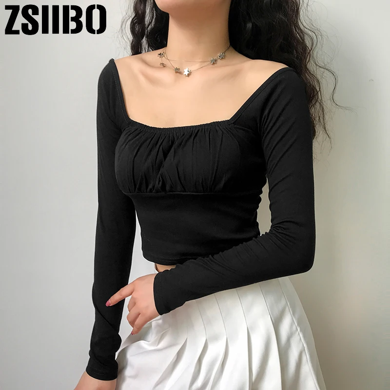 Женская модная Сексуальная футболка с вырезом лодочкой осенняя Новая Элегантная