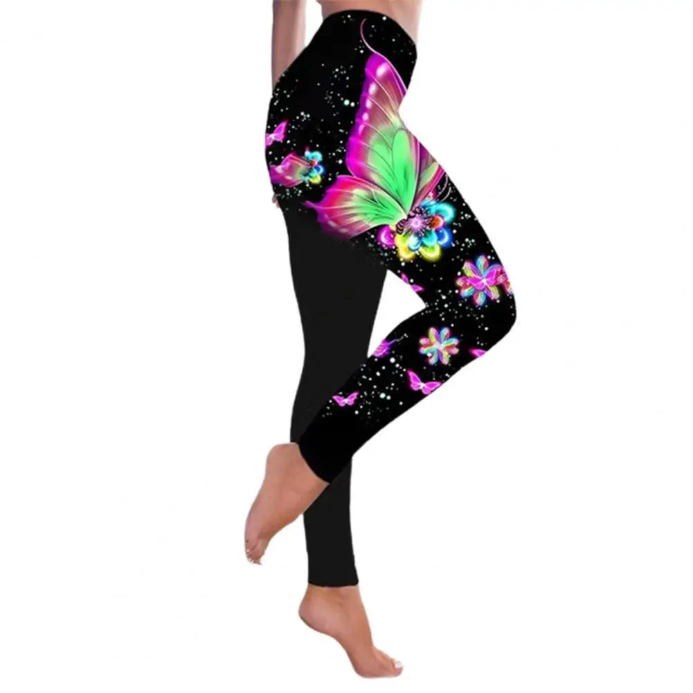 

Women Leggings High Waist Multicolored Butterfly Printed Hip Lift Stretchy Skinny Pants Trousers for Sports pants women 2021