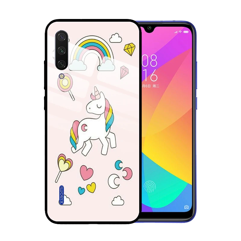 Cute Unicorn Glass Case Cover for Xiaomi Mi Note 10 Pro 9 9T CC9 CC9E SE 8 Lite Mix 3 A3 A2 A1 6X POCO F1 No.531 | Мобильные
