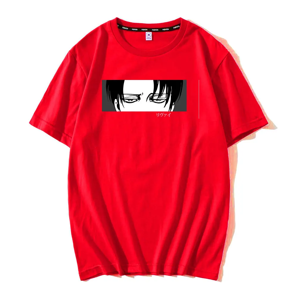 

Attack on Titan Japanese Anime Sleeve Short Tee 2021 High Quality Men Cotton Tops T Shirt Levi Ackerman Eyes T-shirt Summer Male