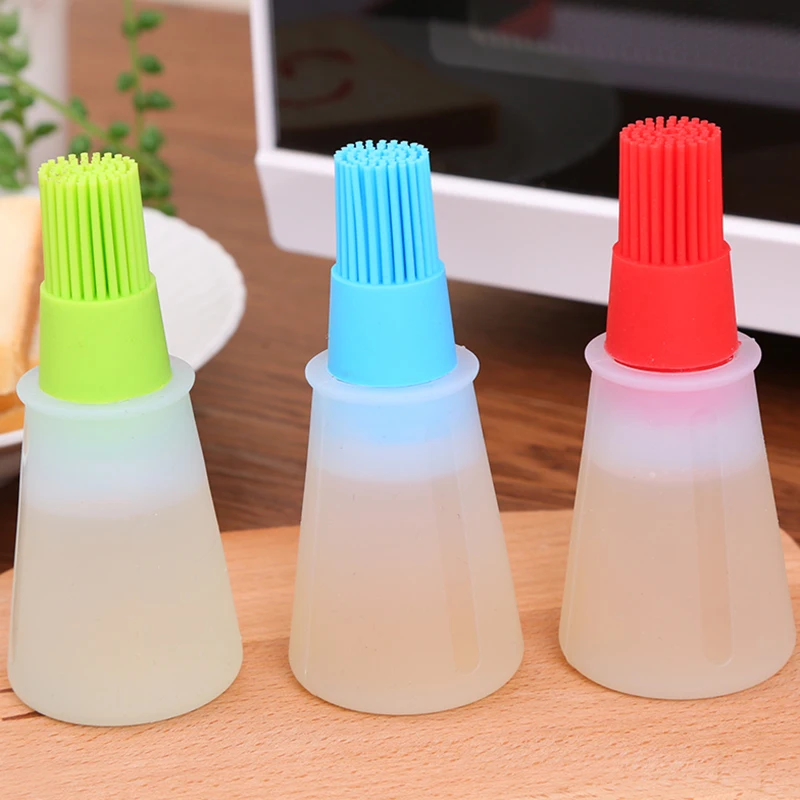 

Portable Silicone Oil Bottle With Brush Baking BBQ Cooking Pastry BBQ Basting Barbecue Kitchen Baking Brush Brush Gadgets O W6E2