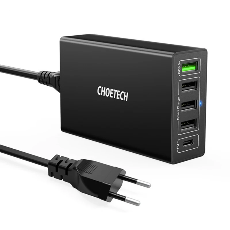 CHOETECH Быстрая зарядка 3,0 Мульти Usb зарядная станция QC3.0 PD Usb зарядка для iPhone Google Pixel для samsung S9 Xiaomi Mi Note - Тип штекера: EU Plug