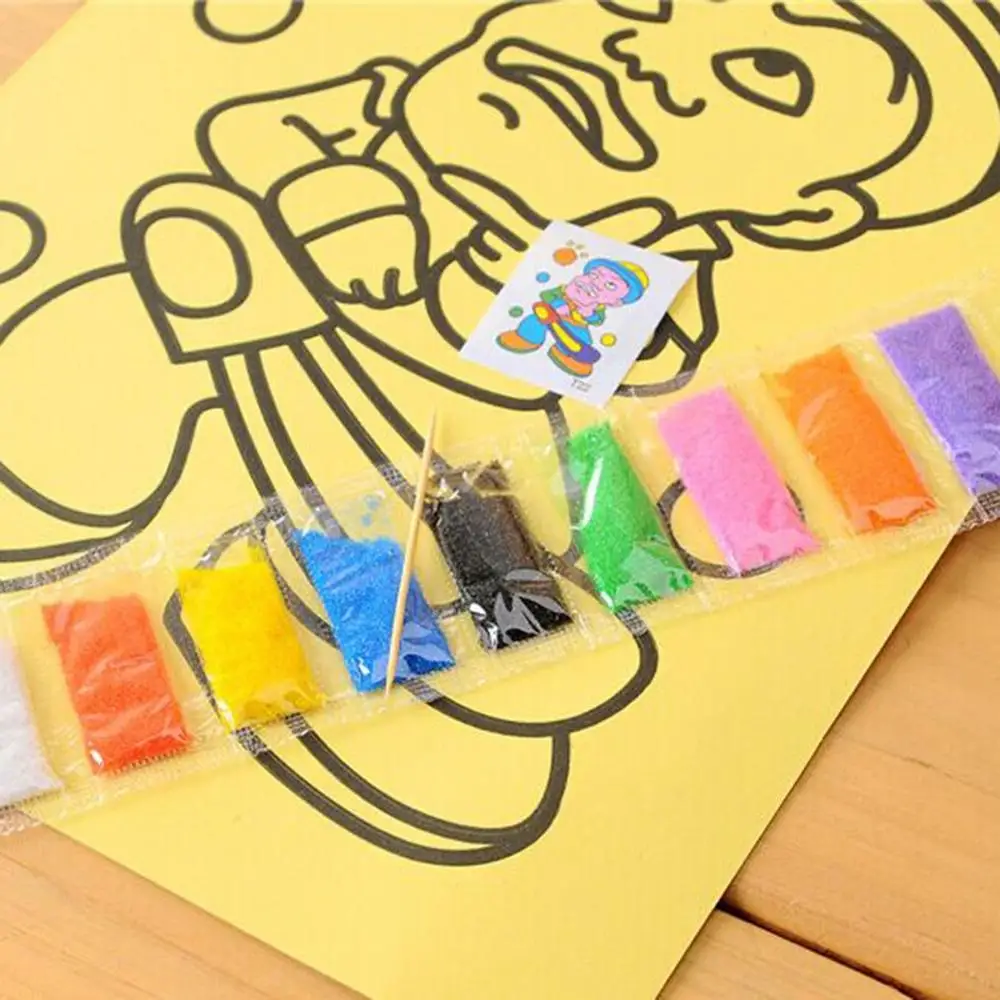 

New Children DIY Sand Painting Toys Creative Cartoon Educational Kids Montessori Crafts Doodle Colored Sand Student Toys