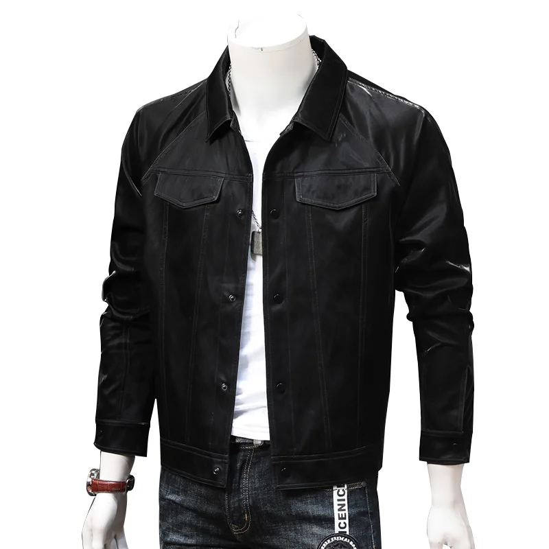 Мотоциклетная куртка из ПУ 2019 Модные мужские кожаные куртки осень новый мужской