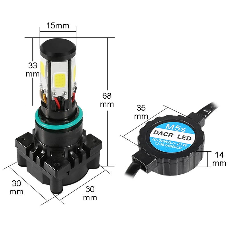 YCCPAUTO 1 комплект H4 светодиодный фара для мотоцикла противотуманная фара H6 BA20D HS1 PH7 PH8 фара для мотоцикла 36 Вт 5000лм дальний/ближний свет белый 12-80 в