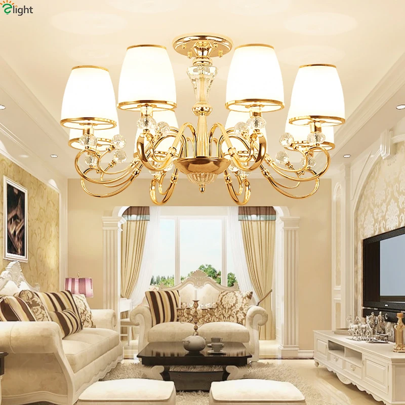 Современная люстра золотистая металлическая светодиодная светильник из