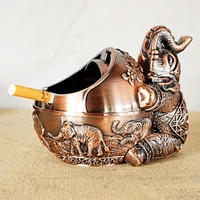 vintage elephant decorative windproof ashtray with lid metal portable decorative tray cigarette holder tobacco smoking