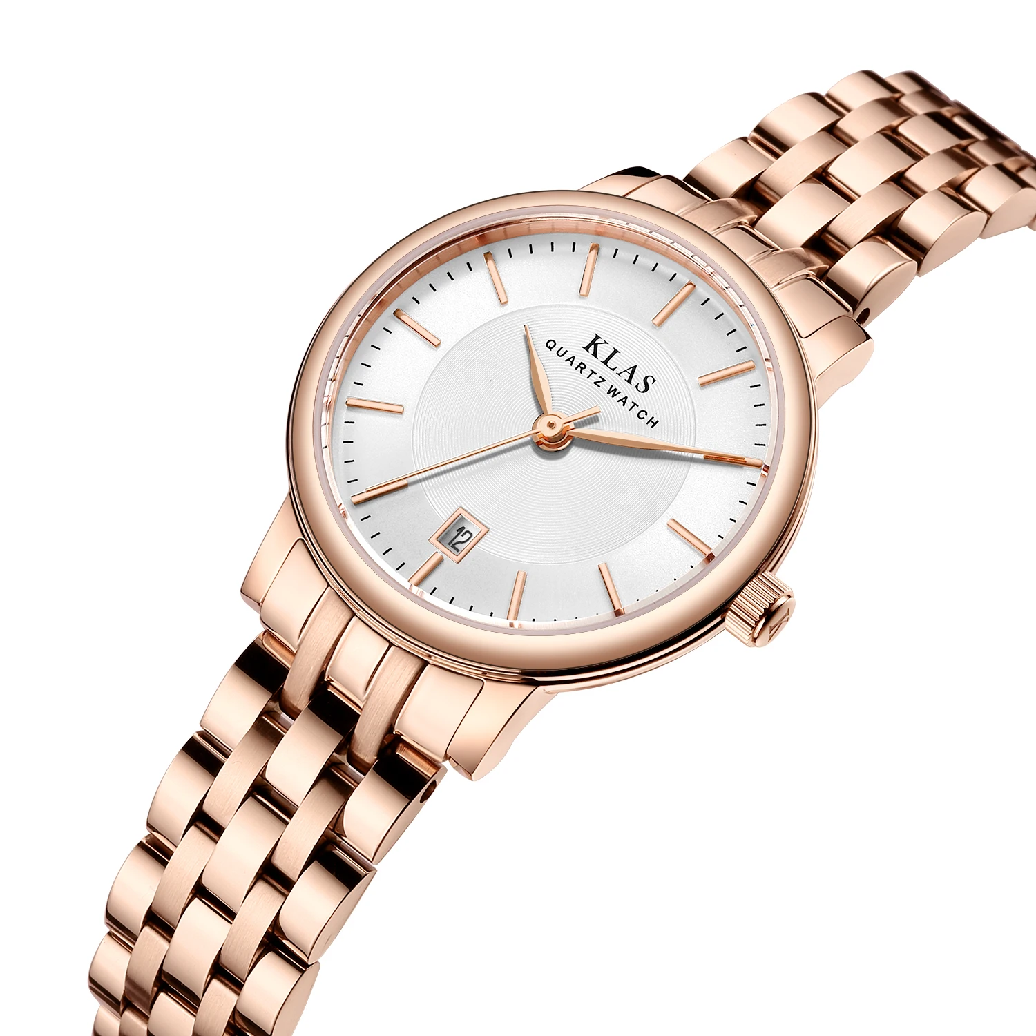 Rose Gold Stainless Steel Dial Watch with Quartz Watch Brand Luxury Fashion Girls Watch KLAS brand часы женские бренд