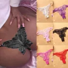 Сексуальные женские кружевные стринги с вырезами в форме бабочки, нижнее белье с открытой промежностью, прозрачные женские сексуальные стринги, Белье для сна, трусики
