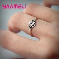 vintage creative hollowed flower shaped anillos ring for women men pure 925 sterling silver jewelry birthday anniversary gift
