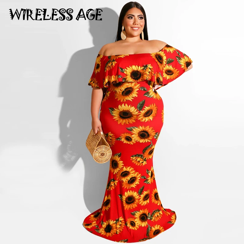

WIRELESS AGE Women Outfits Floral Print Off Shoulder Skinny Sheath Sexy Dress 2021 New Style Short Sleeve Dress Fashion Clothes