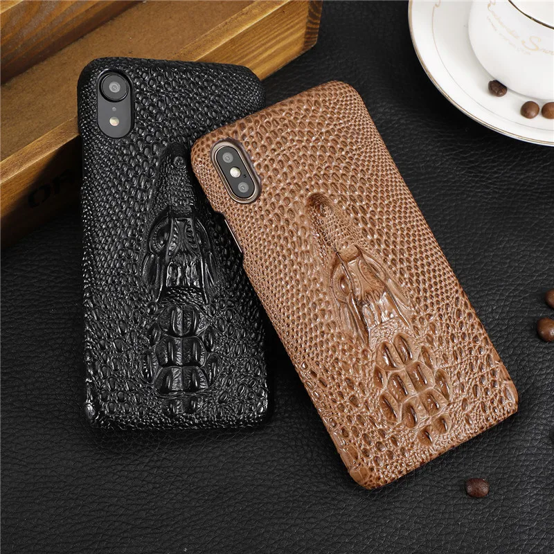 3D чехол из натуральной воловьей кожи крокодила для iPhone 11 Pro Max 7 8 Plus X Xr Xs