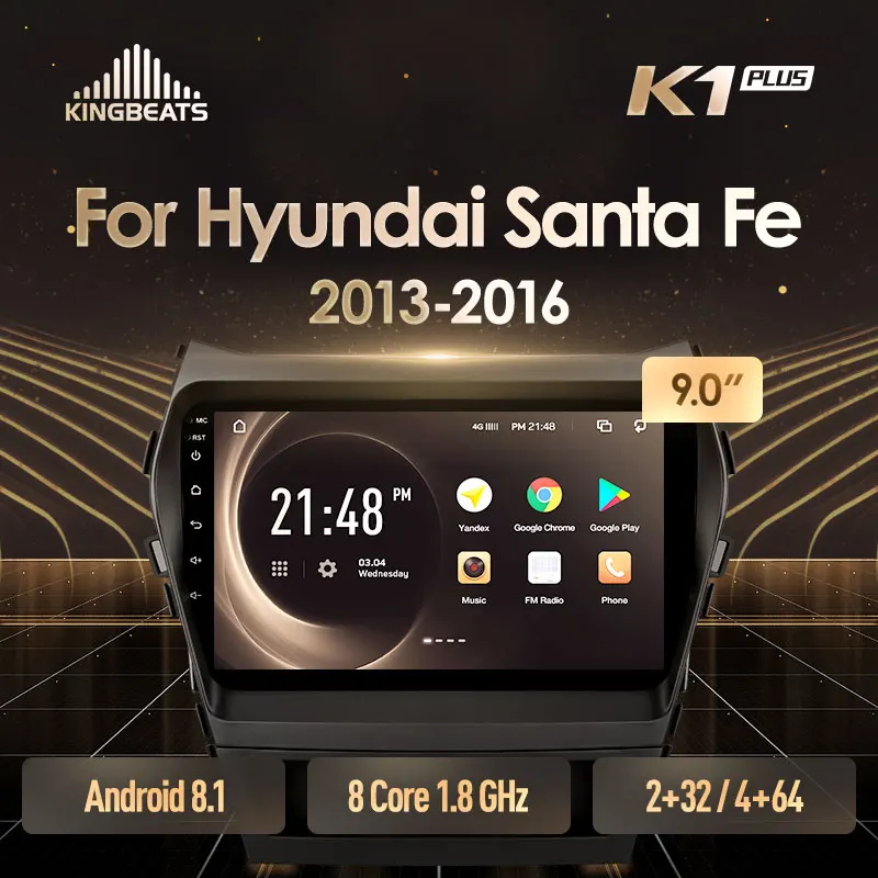 KingBeats штатное головное устройство for Hyundai Santa Fe 3 2013 GPS Android 8.1 автомагнитола на андроид магнитола для Хендай Санта Фе 3 автомобильная мультимедиа Octa Core 8 core*1.8G DDR4 2G ROM 32G RAM / 4+64G