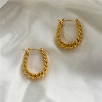 joolim high end pvd plated classic croissant hoop earring stainless steel earring drop shipping supplier
