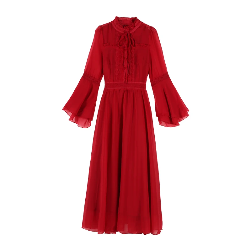 Женское винтажное шифоновое платье макси Красное длинное вечернее вечерние