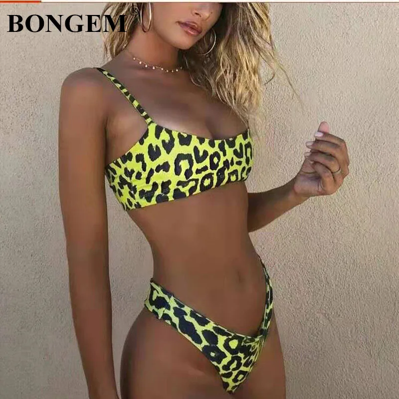 Женский сексуальный купальник бикини купальный костюм леопардовый бюстгальтер