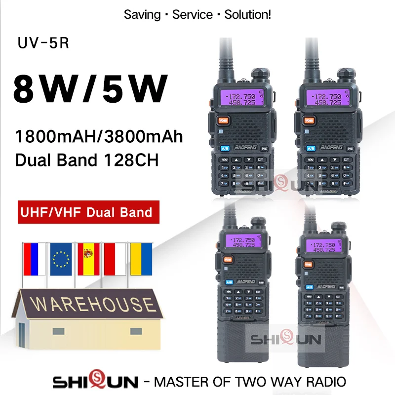 

4PCS Baofeng UV-5R 5W and 8W 1800mAh and 3800mAh Walkie Talkie Radio VHF UHF Dual Band UV5R Two Way Radio for Hunting Ham Radios