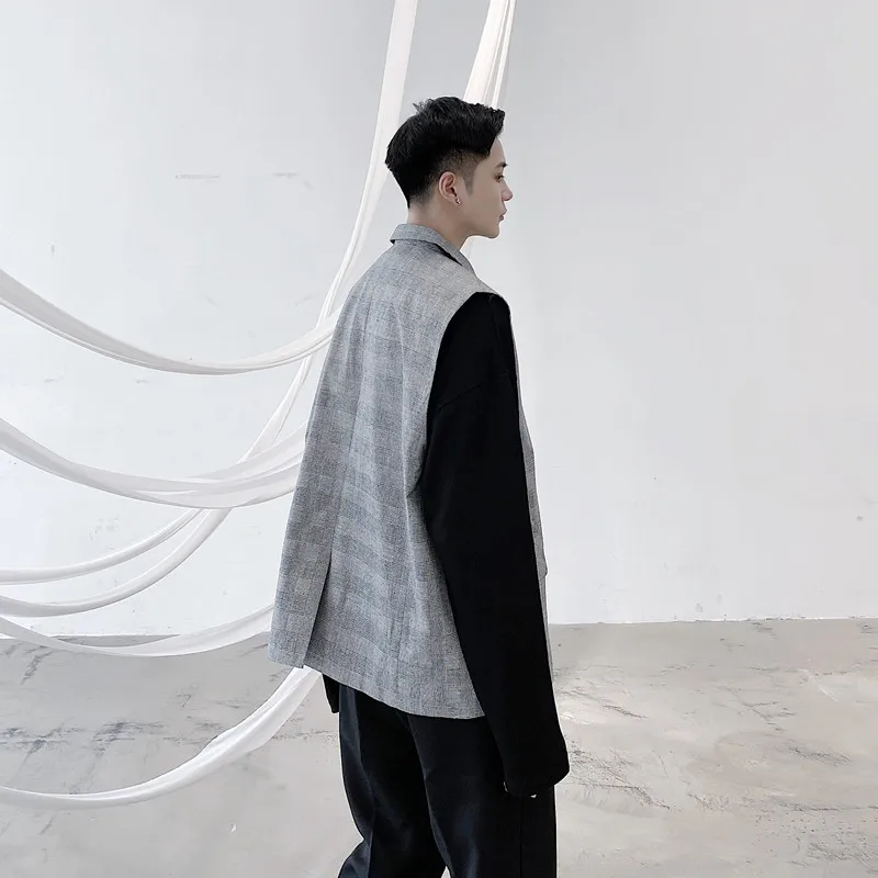 Men Casual Loose Suit Vest Sleeveless Blazers Jacket Male Harajuku Streetwear Vintage Fashion Waistcoat | Мужская одежда