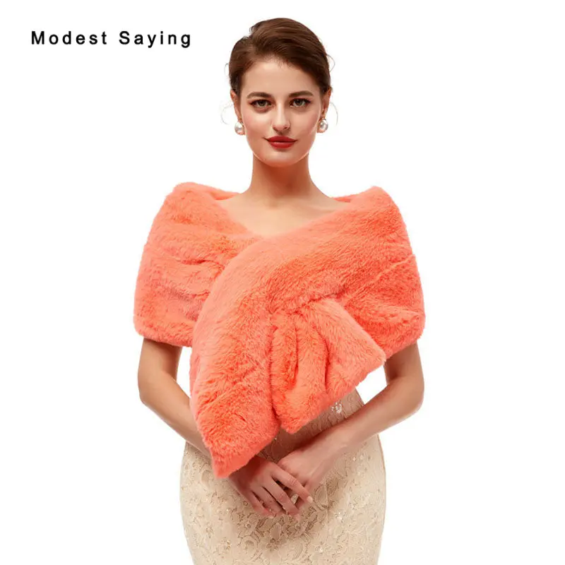 Элегантные оранжевые шали из искусственного меха для вечеринки Новое