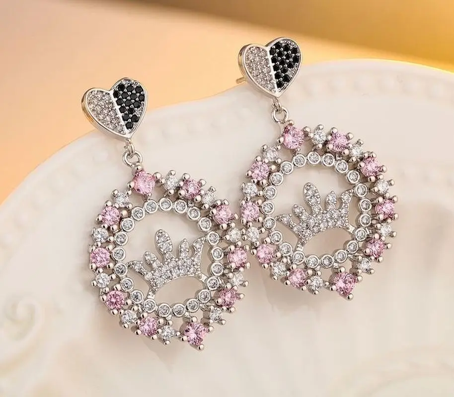 Япония и Южная Корея Простой Модный красная Роза Циркон Серьги 925 Серебряные иглы