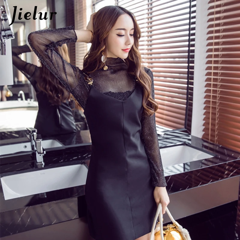 Jielur платье из двух частей корейское женское с длинным рукавом сексуальный в